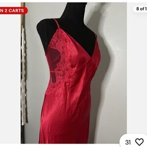 Victoria's Secret Y2K Vintage  Crimson Satin Lace Gown